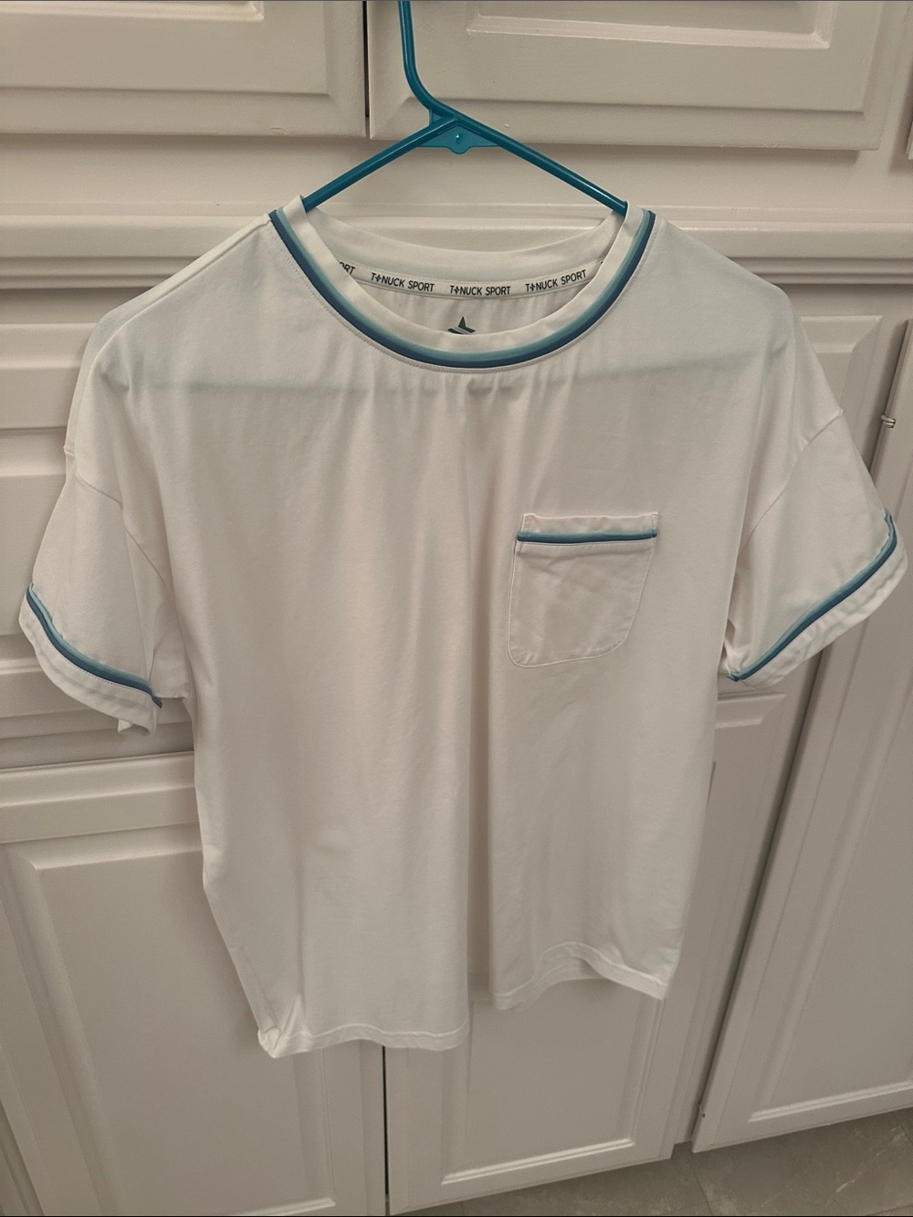 Tuckernuck White Tee with Teal Trim